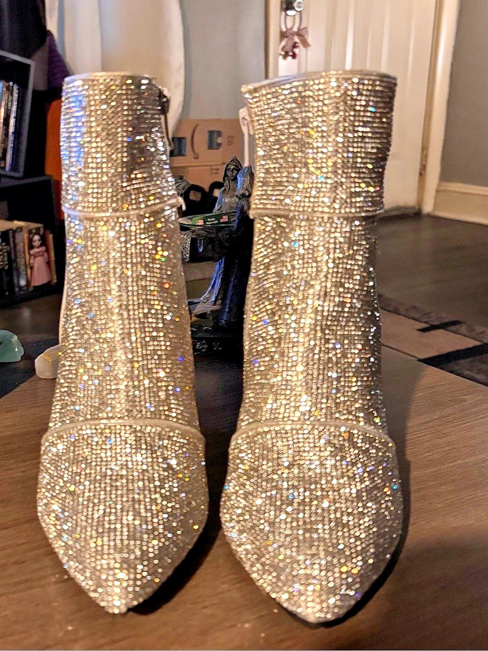 Betsey Johnson SB-Cady Rhinestone Ankle Booties Gold